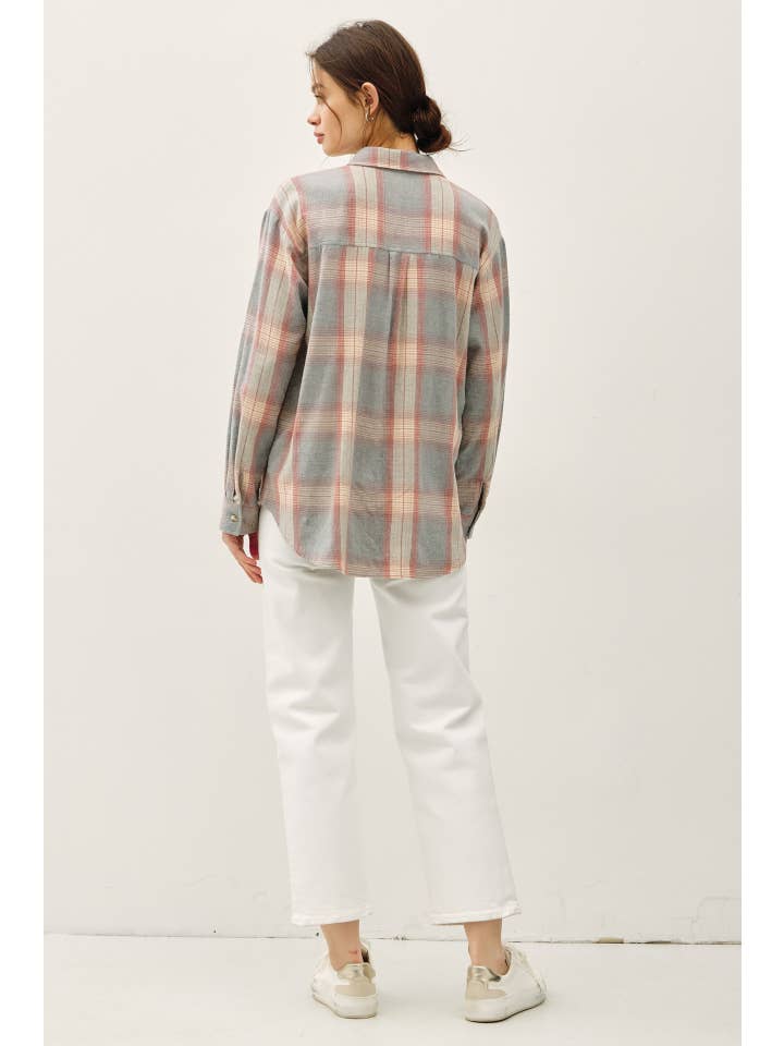 Be Cool - Wholesale Button Down Shirt - Women's - COTTON 100 CLASSIC  FADED PLAID SHIRT4