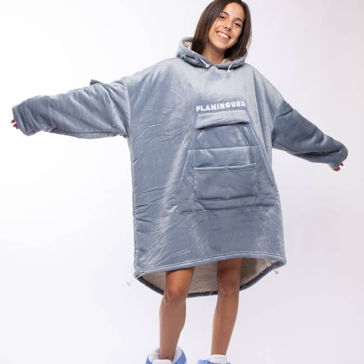Oversized Unisex Sweatshirt/Blanket Blue Color for wholesale by Flamingueo
