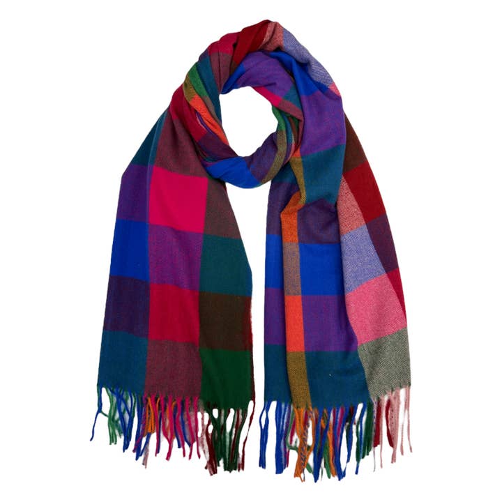 London Scarves - Wholesale Scarf - Women's - Classic colourful mini check scarf with tassels9