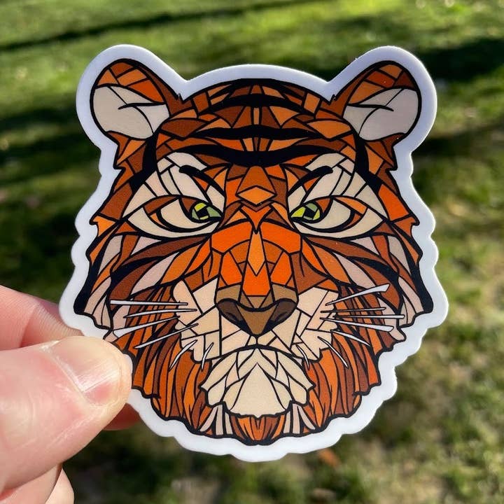 Mosaic Orange Tiger Football Stickers for wholesale by Rybo Shop