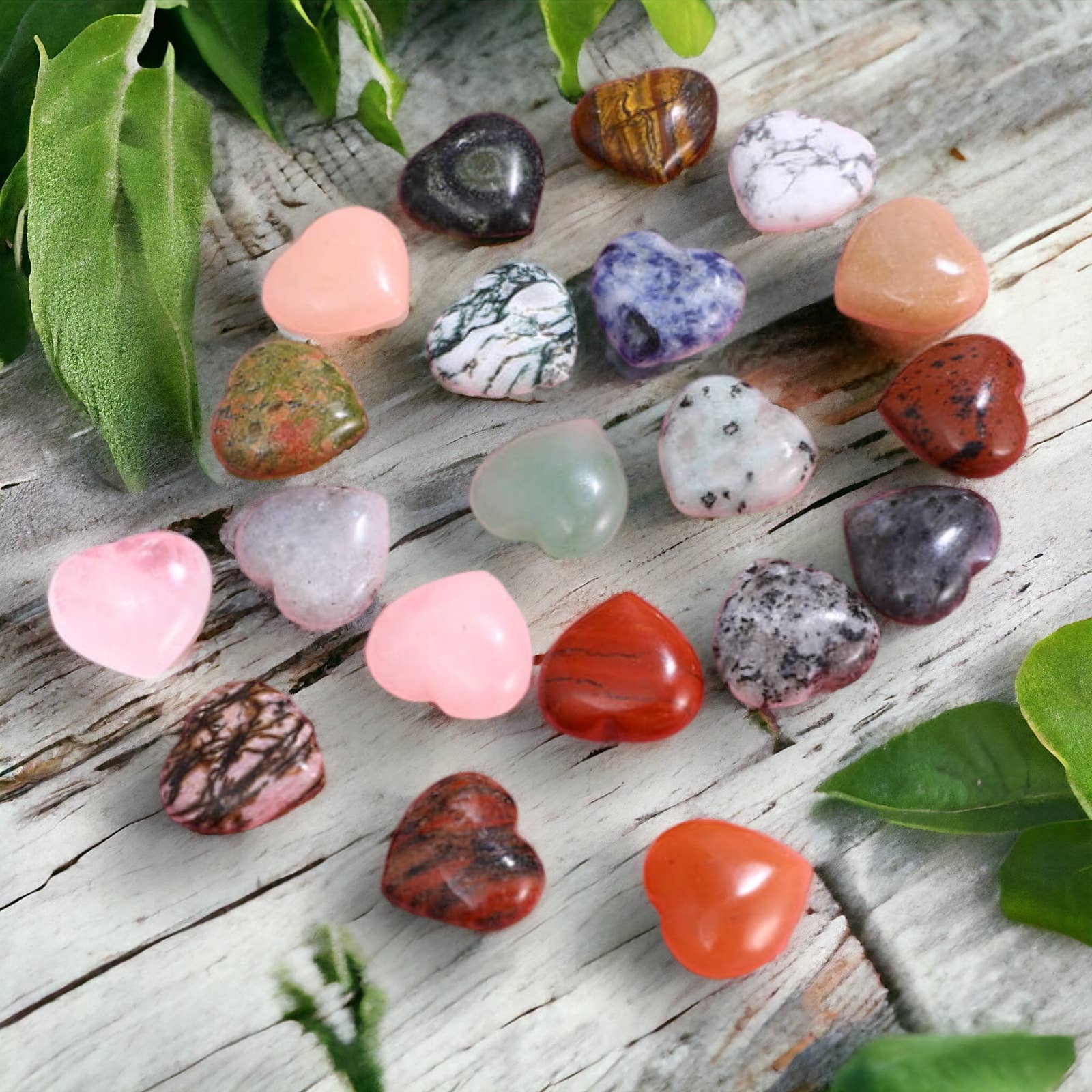 Wax Apothecary - Wholesale Spiritual Stone/Crystal - 💕 Crystal Mini Heart Stone Assortment ❤️💛💚💙💜🖤3