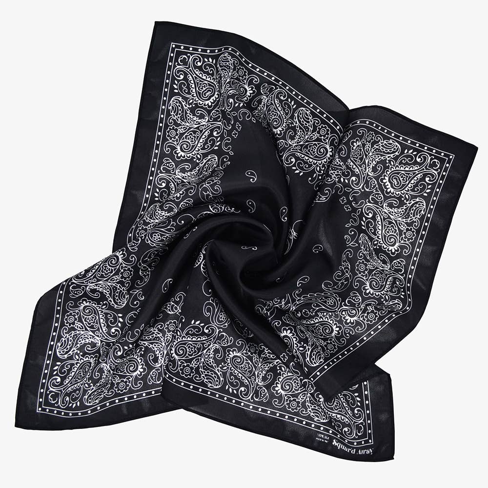 Squar'd Away - Wholesale Scarf - Women's - The Badlands Square Silk Scarf - Black0