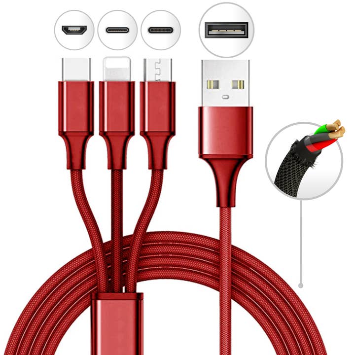 Mila Wholesale - Wholesale Charging cable - 10 Foot 3 in 1 Refill Cable - Micro USB, Lightning, Type C7