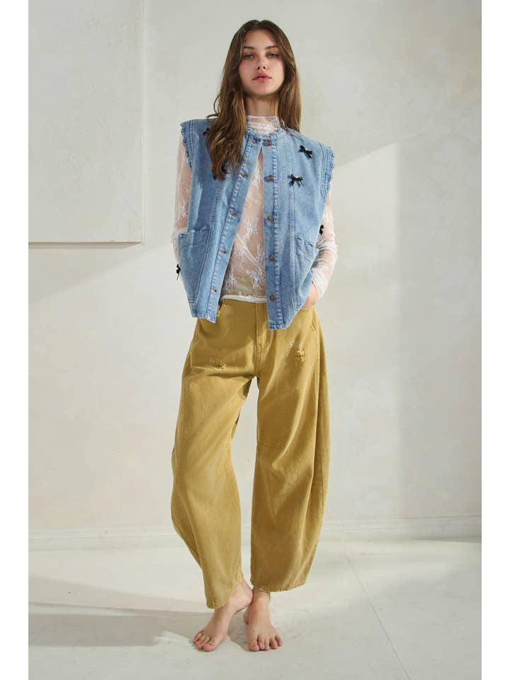 Plus Acid Washed Denim Vest for wholesale on Faire4