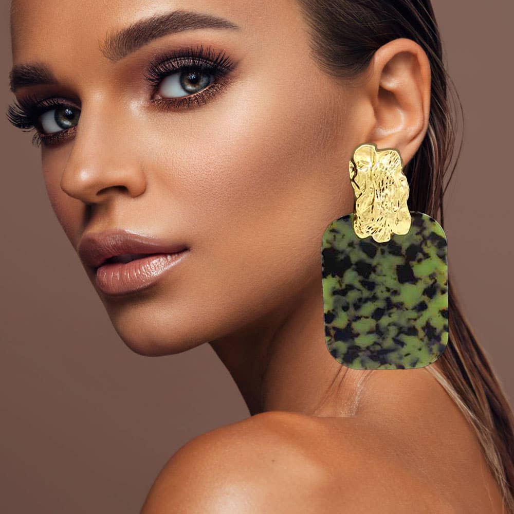 Sensibling Corp. - Wholesale Dangle Earrings - Oversized Patterned Celluloid Acetate Plate Accent Doorknocker Earrings16