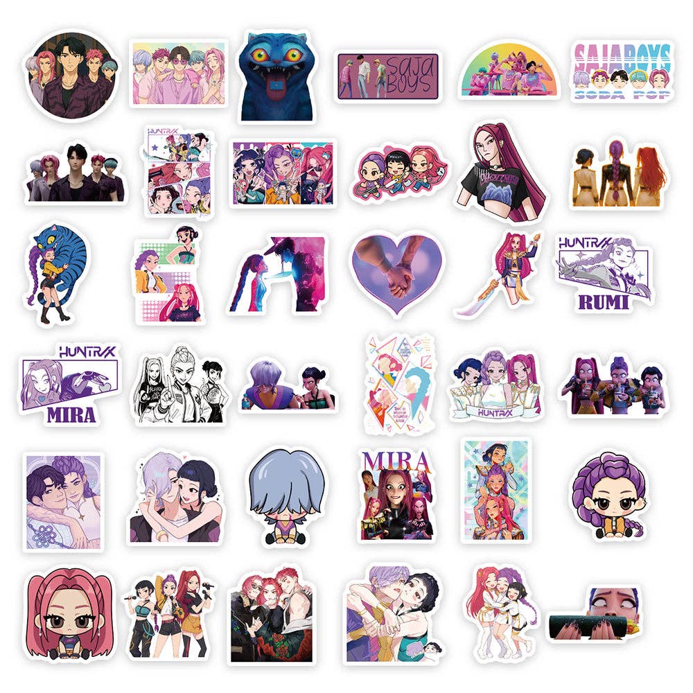 Auraquise - Vente Autocollant - Enfant et bébé - Autocollants de personnages de dessin animé KPOP Huntrix Demon Hunter Girl & Gasha Boy Group Décalcomanies Fournitures d'artisanat pour scrapbooking DIY 74 pièces4