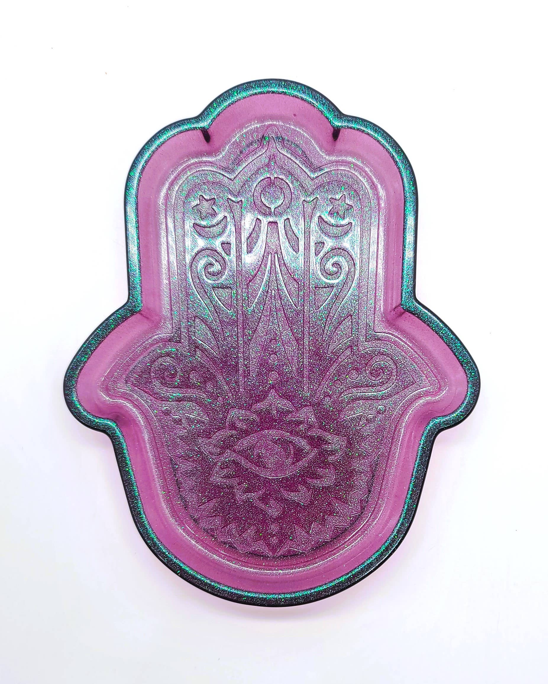 Slightly Askew Art - Wholesale Jewelry Dish - Hamsa Hand Trinket Dish - Made with Resin & Color-Shift Mica10