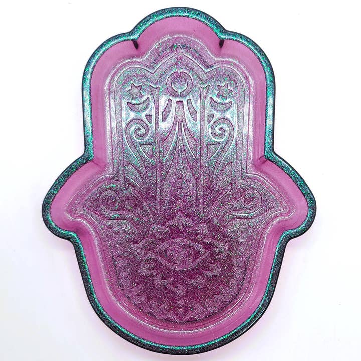 Slightly Askew Art - Wholesale Jewelry Dish - Hamsa Hand Trinket Dish - Made with Resin & Color-Shift Mica10