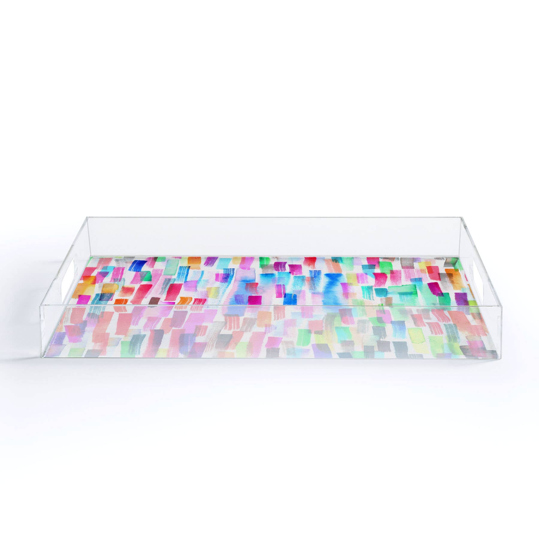 Deny Designs - Wholesale Decorative Tray - Ninola Design Colorful Brushstrokes White Acrylic Tray2