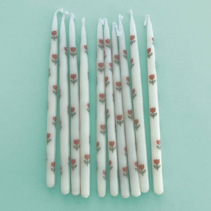 Tulip Tapered Candles (x10) for wholesale by Camp Hollow Porcelain Animal Treasures