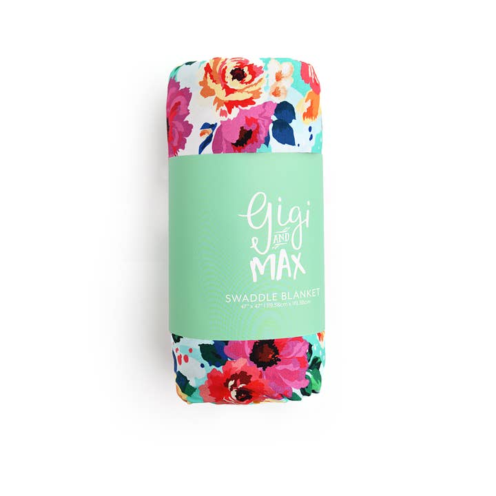 Gigi and Max – wholesale Lindning - Baby – Maggie Swaddle Bambufilt för Baby Blommig