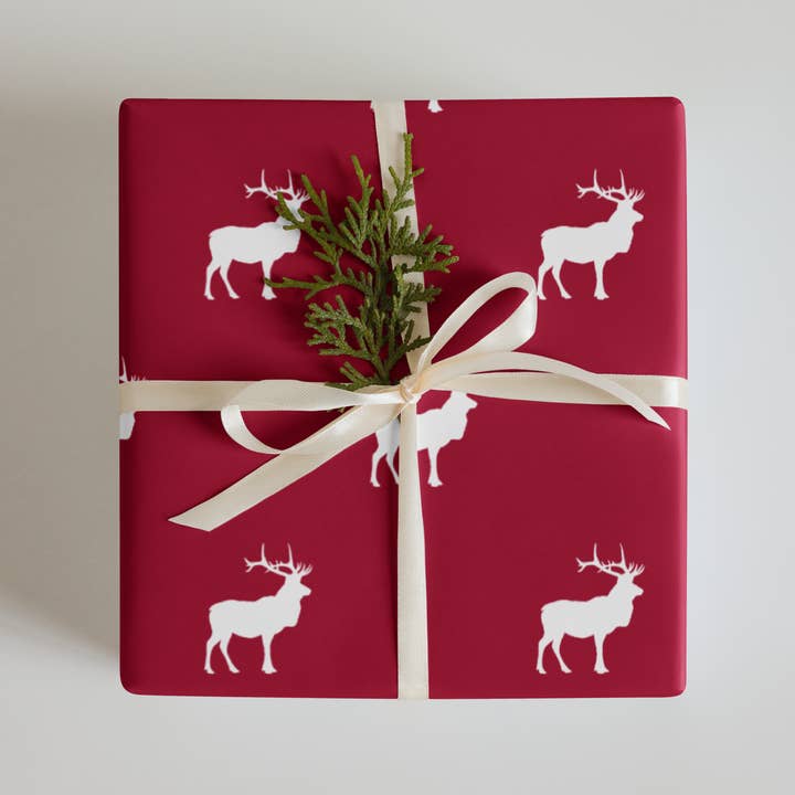 tomk by mushii kloth™ - Wholesale Flat Wrap - ELK GANG by tomk™, CRANBERRY, BLUE, & WHITE WRAPPING PAPER1