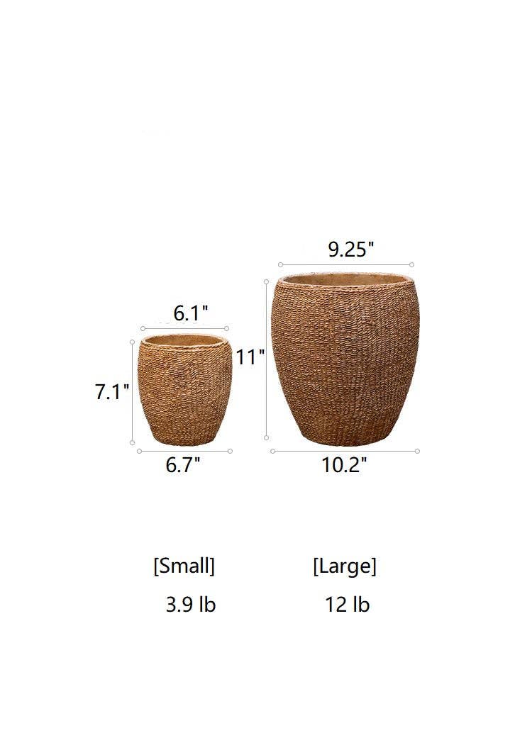 Rustic Reach - Wholesale Plant Pot - Faux Grass-Woven Cement Planter0