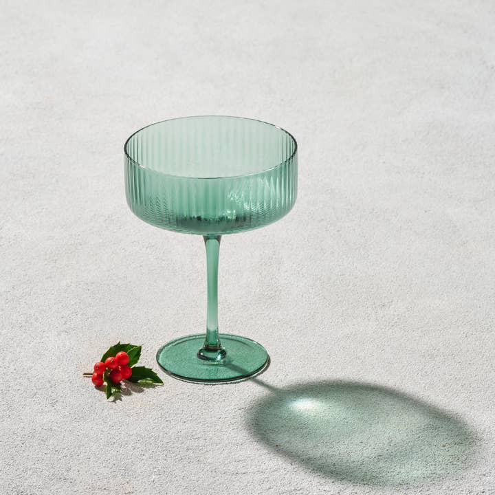 Kadra Kitchenware – Engroshandel Vinglas – Vikko Decor - Malibu, Riflet Glas, Grøn, FLERE FORMER
