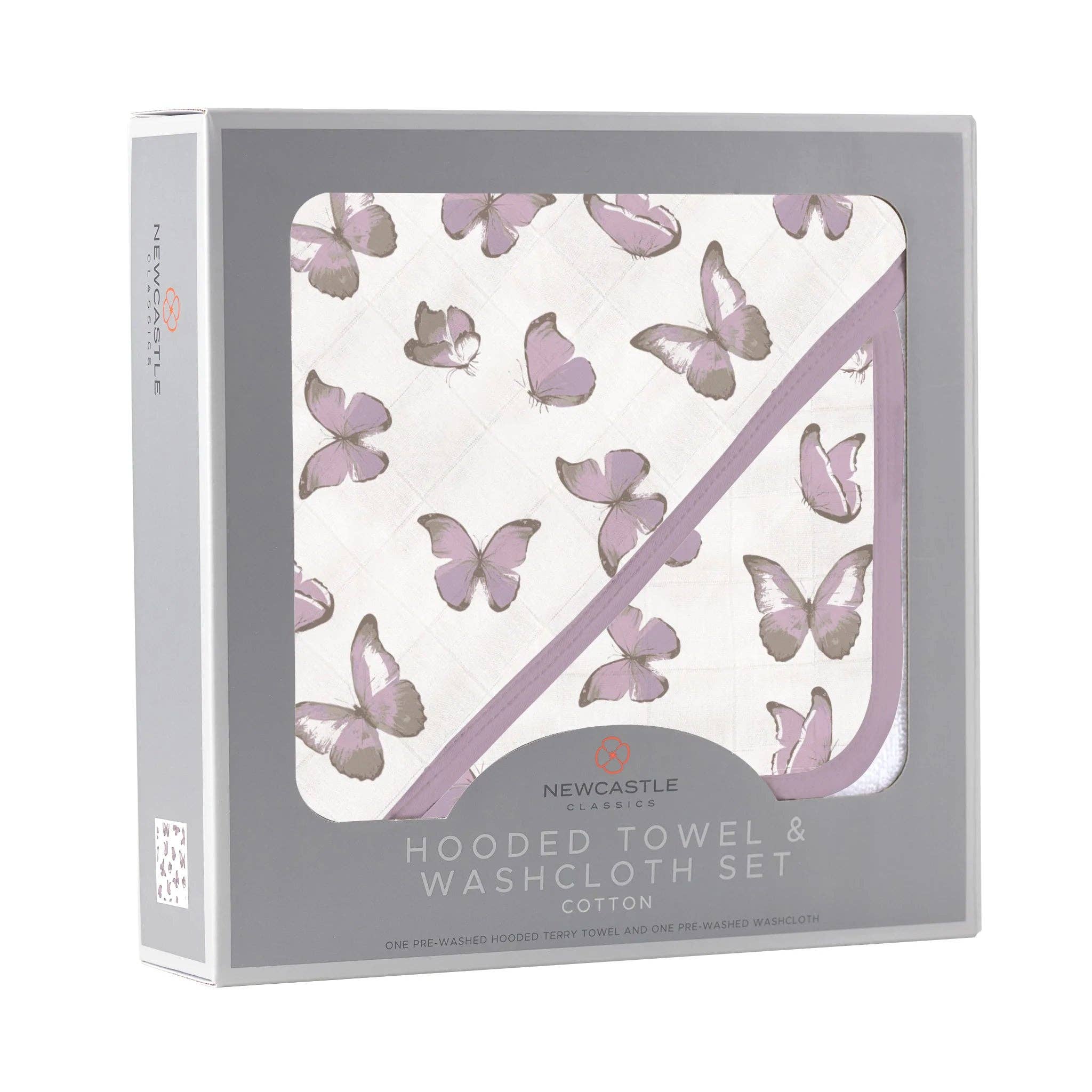 Newcastle Classics - Wholesale Towel Set - Winsome Butterflies Cotton Hooded Towel and Washcloth Set2