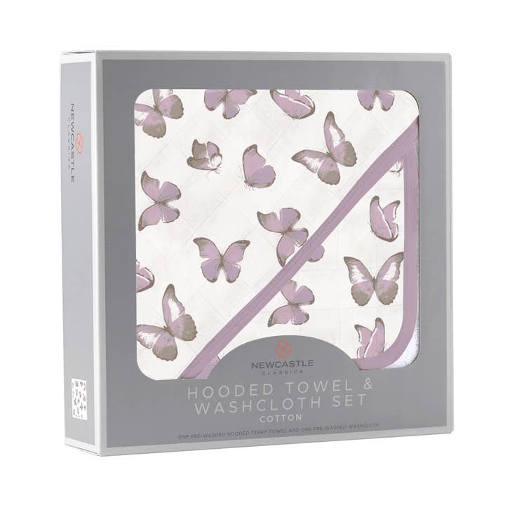 Newcastle Classics - Wholesale Towel Set - Winsome Butterflies Cotton Hooded Towel and Washcloth Set2