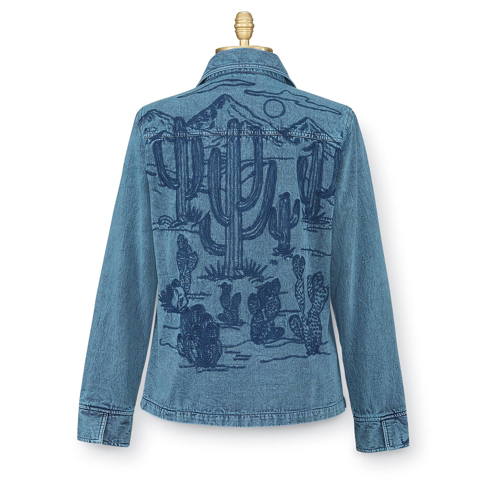 Back in the Saddle - Wholesale Denim Jacket - Women's - Denim Desert Embroidered Jacket1
