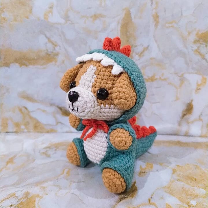 Anh2 LTD – wholesale Mjukisdjur - Hund – Hund i en dino-kostymvirkad, dinosaurvalpvirkad leksak5