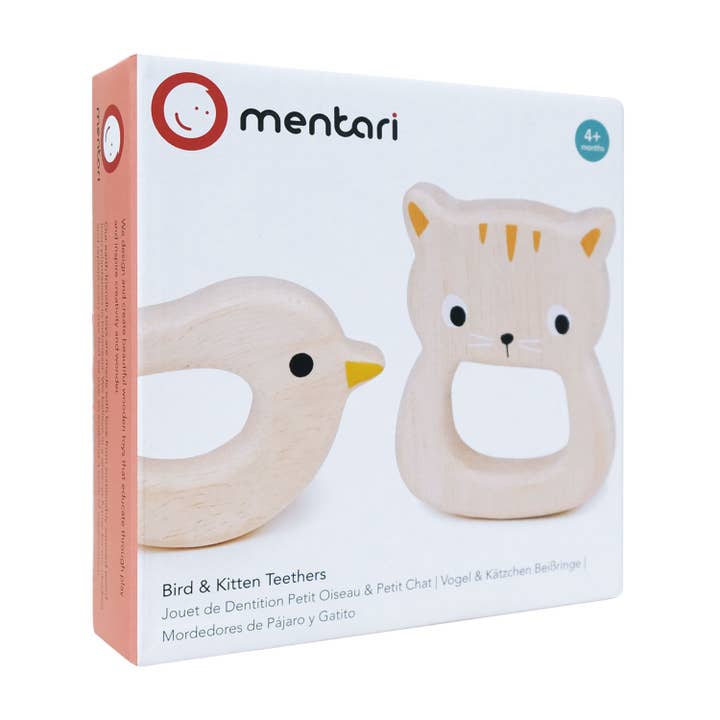 ThreadBear Design UK/EU – wholesale Teether (not clip-on) – Baby – Mentari Bird & Kitten Teethers4