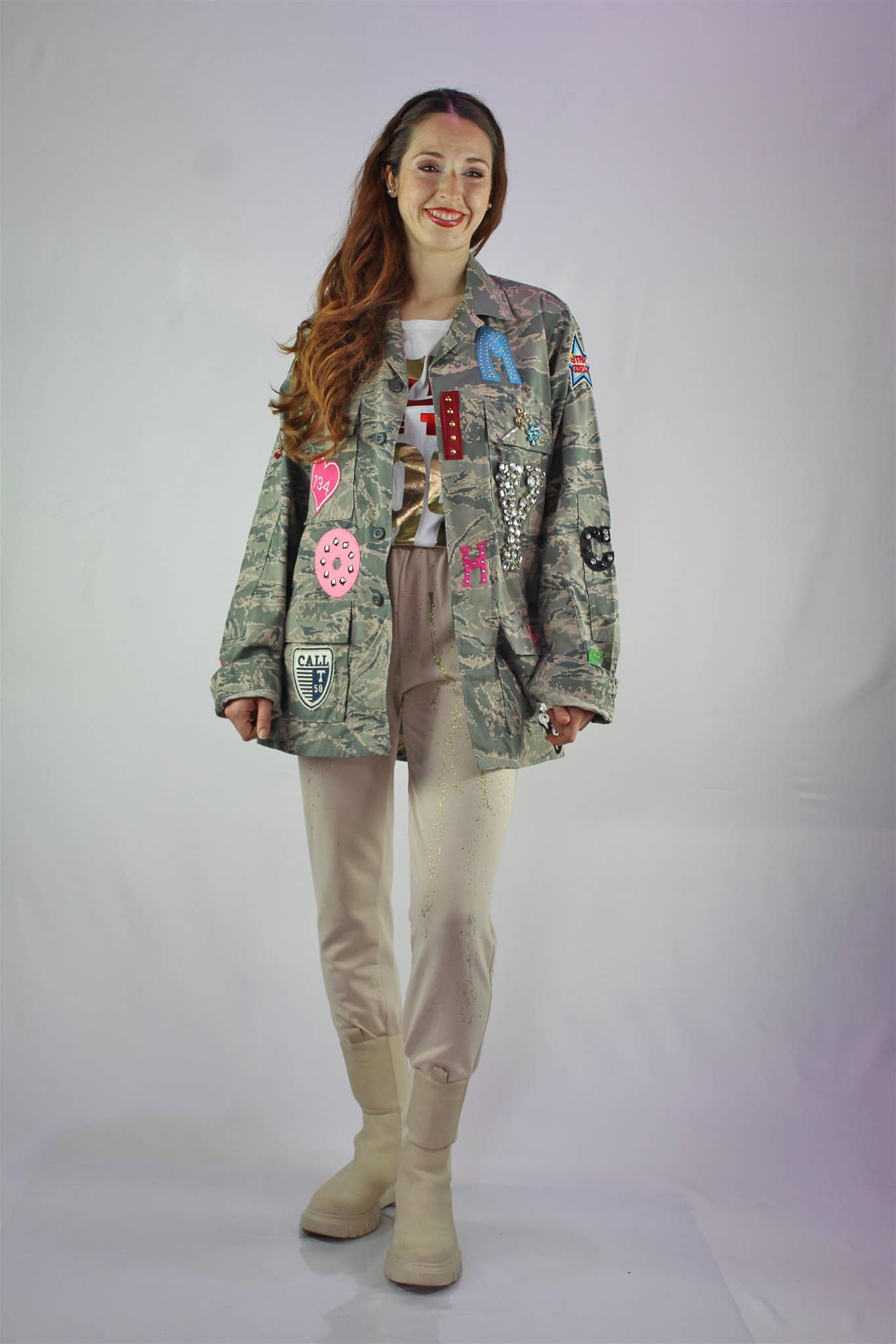 apiedinudinelparco - Wholesale Jacket - Women's - ABU USAF JACKET 2000s CUSTOM PATCH GLITTER CAMOUFLAGE LUXURY4