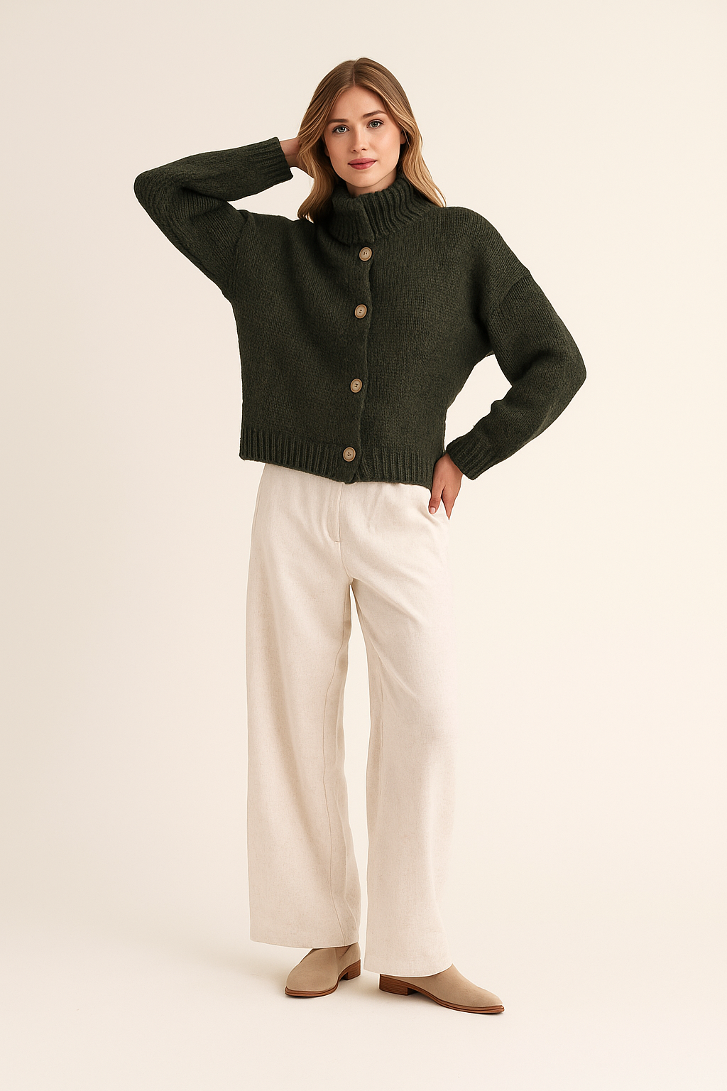 TAMBA – wholesale Kofta - Dam – Angora alpacka kofta med ståkrage och knappslå3