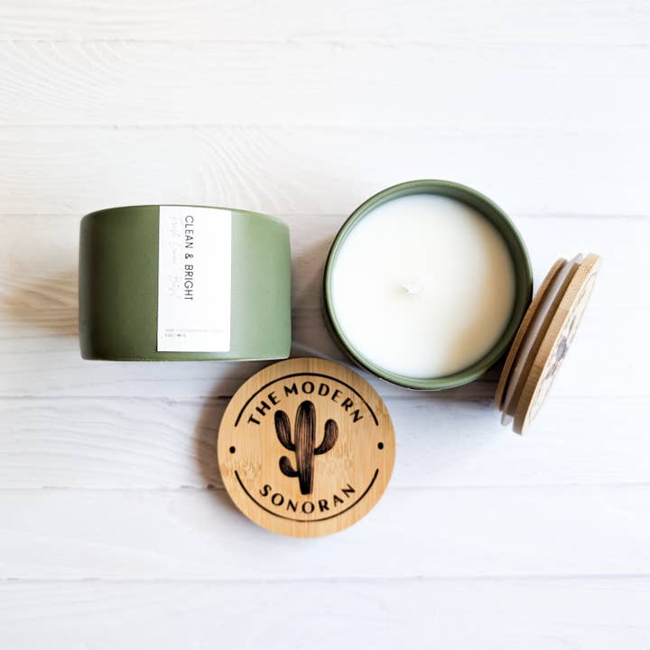 The Modern Sonoran - Wholesale Jar/Filled Candle - Clean & Bright Modern Farmhouse Candle Lemon & Basil 5 oz