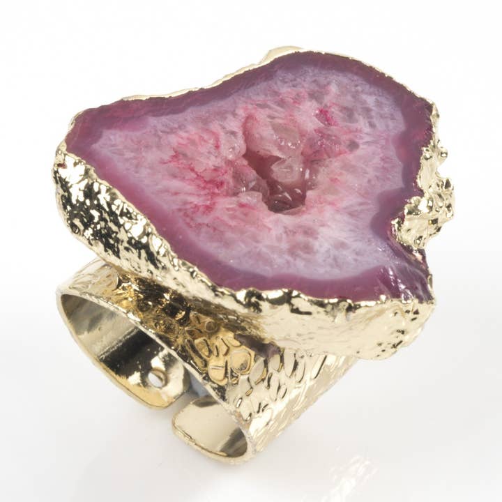 Anello Geode di Agata Rosa per la vendita all'ingrosso da parte di Colour Addict Jewellery