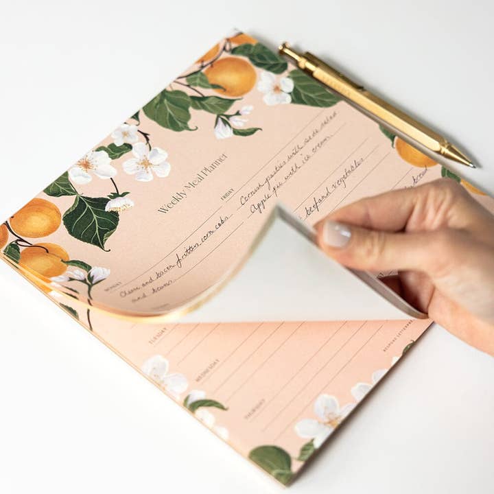 Bespoke Letterpress - Wholesale Notepad - Meal Planner Notepad - Peaches2