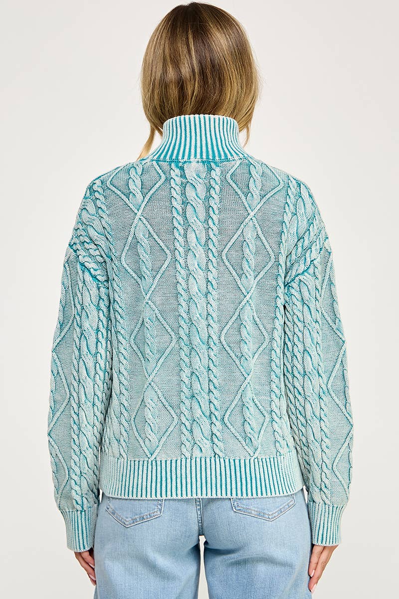 Promise LA - Wholesale Knit Sweater - Women's - Vintage vibe washed two way zip-up sweater4