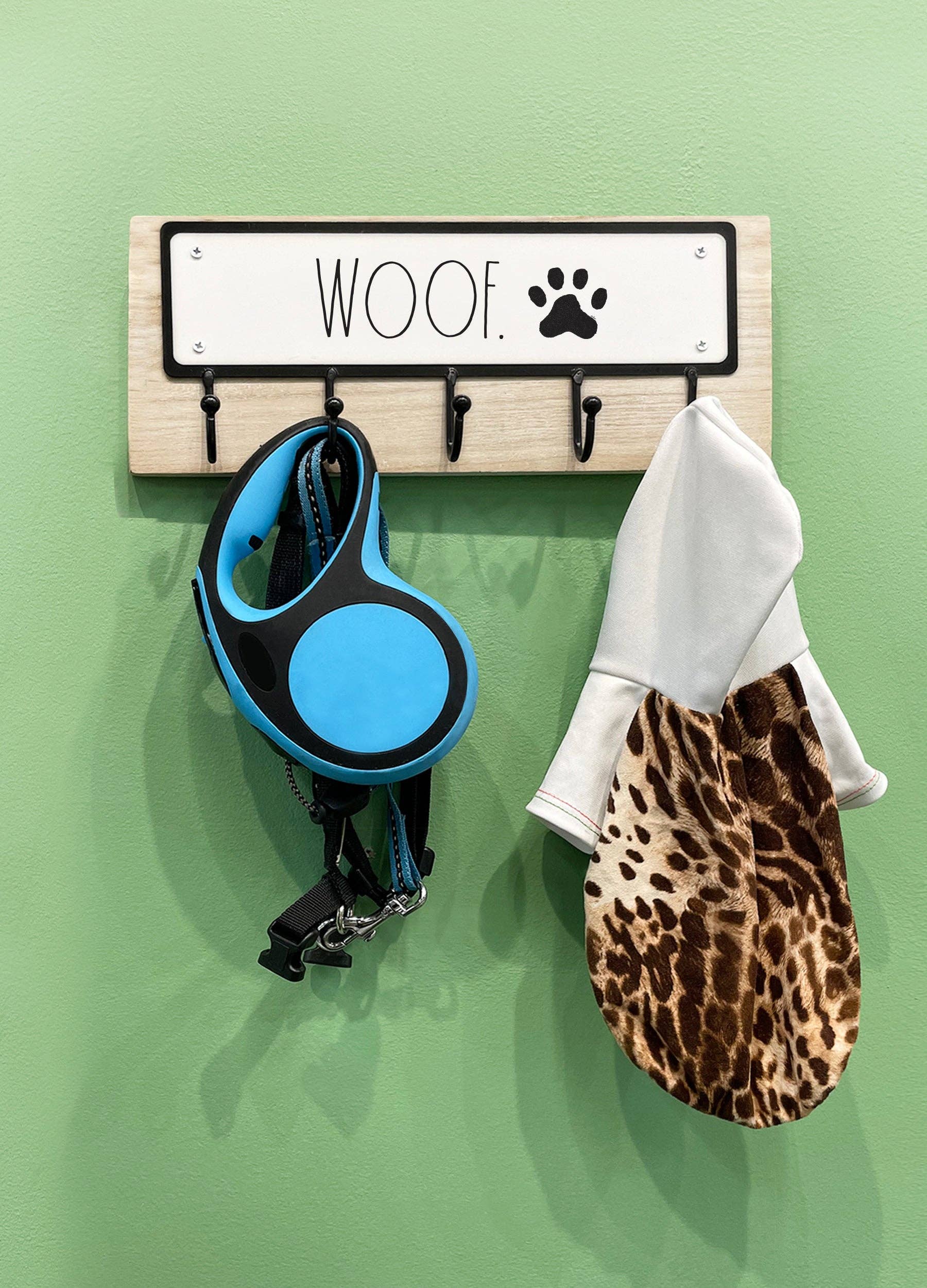 DesignStyles Home - Wholesale Wall Hook - Rae Dunn “Woof” Dog-Themed Wooden Base Metal Wall Hooks1