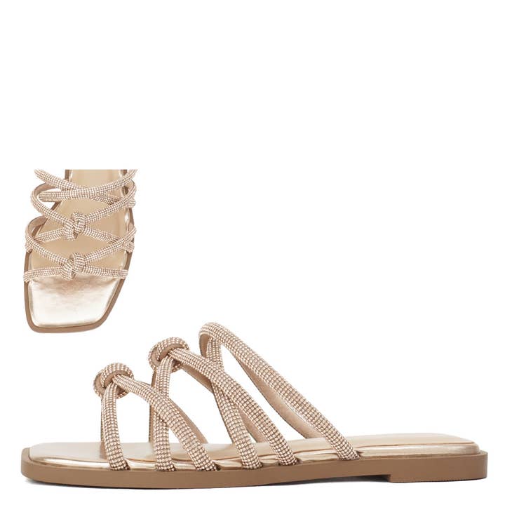 Mars Sky Shoes Wholesale - Wholesale Slides - Women's - Soda COMPARE Women Rhinestone Knot Strappy Flat Sandals