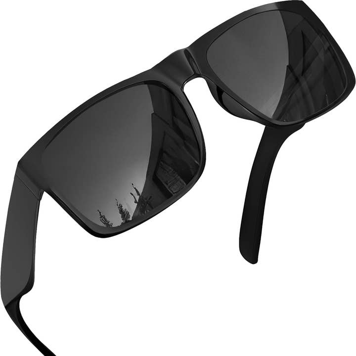 grinderPUNCH XL Polarized Sunglasses – Oversized Fit for Big Heads, Black Lens, Glossy Frame, Driving Shades for wholesale by grinderPUNCH