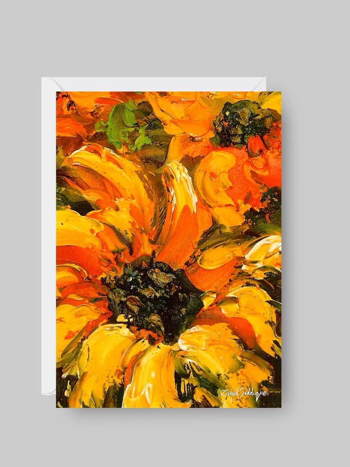 CARTÃO DE SAUDAÇÃO Impresso a partir de Pintura Acrílica Original "Juntos em Flor" Interior em Branco, 5"x7" por atacado de Toronto Art Gallery