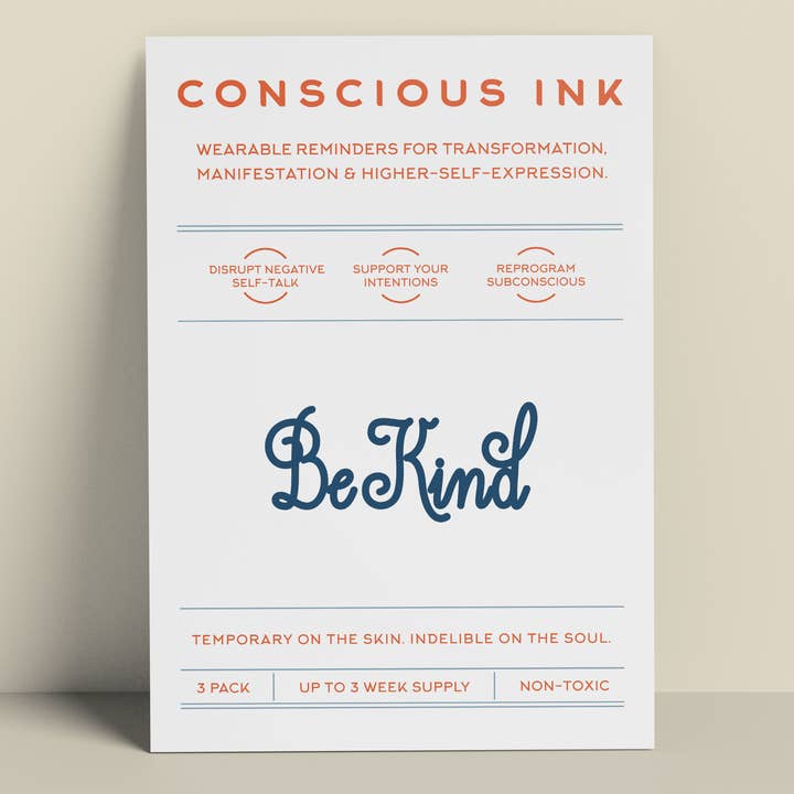 Be Kind (Script) Manifestation Tattoo for wholesale by Conscious Ink