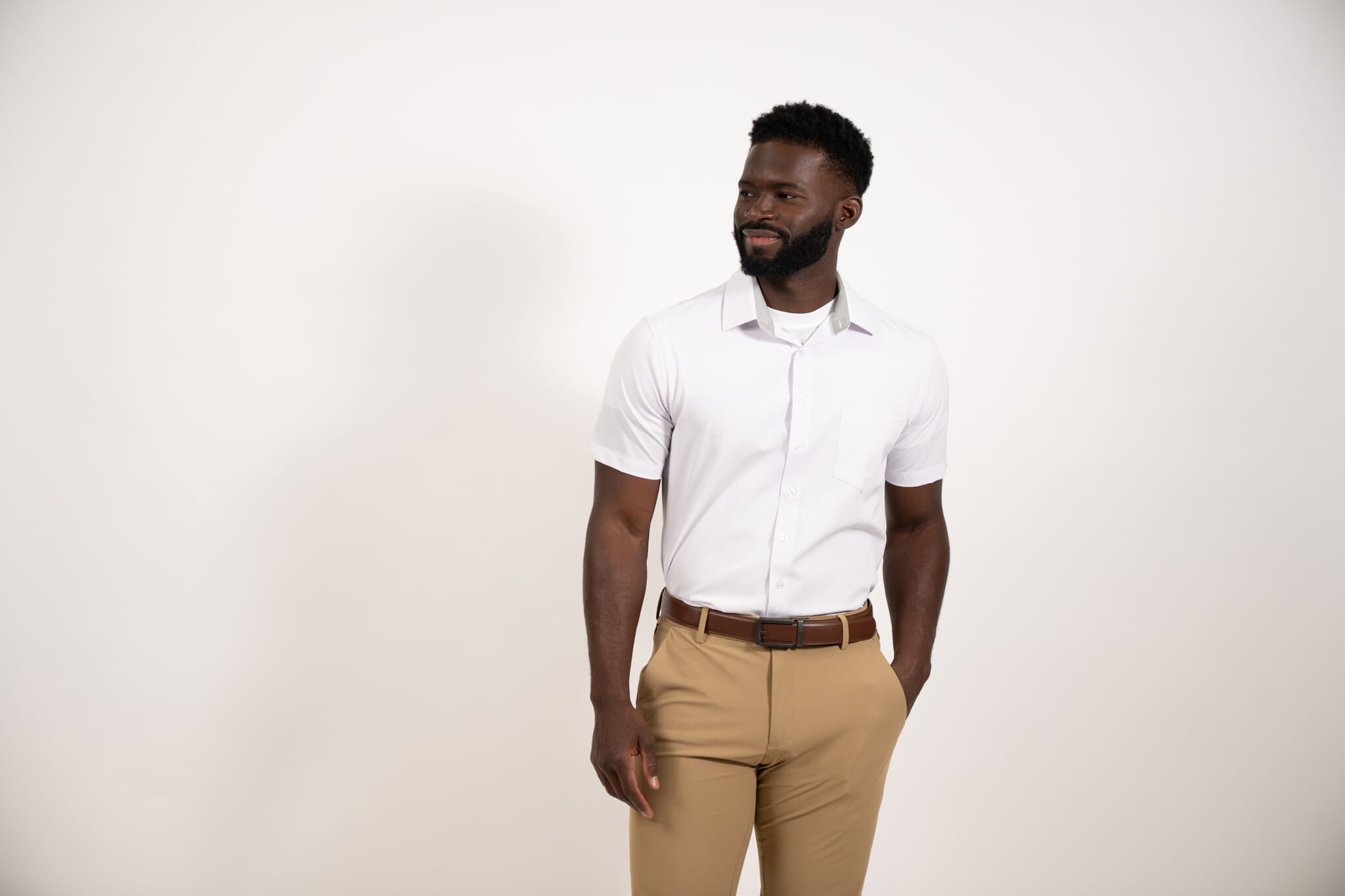 Tough Apparel - Wholesale Button Down Shirt - Men's - White Hustle Dress Shirt - Short Sleeve22