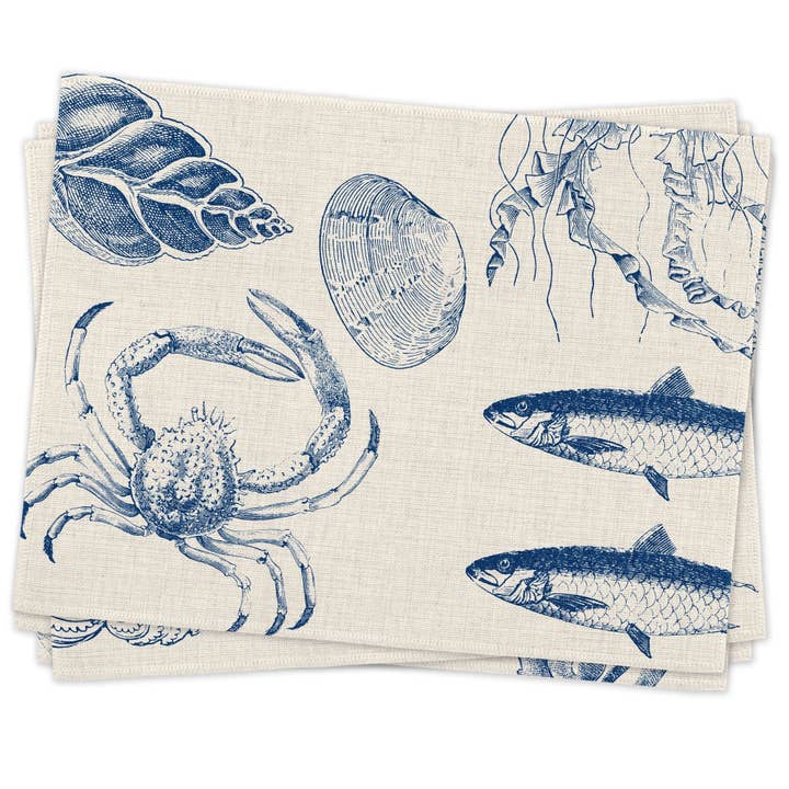 Antiquarian Sea Life Placemats (Set of Four) for wholesale by Mustard & Gray Ltd