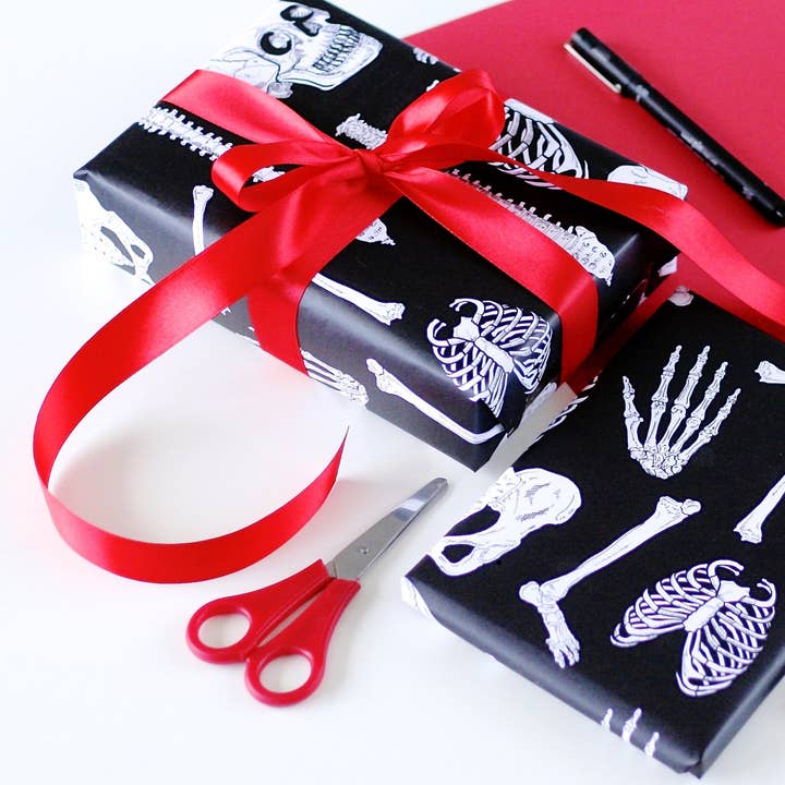 Laura Crow Illustration - Wholesale Flat wrap - Bones Wrapping Paper2