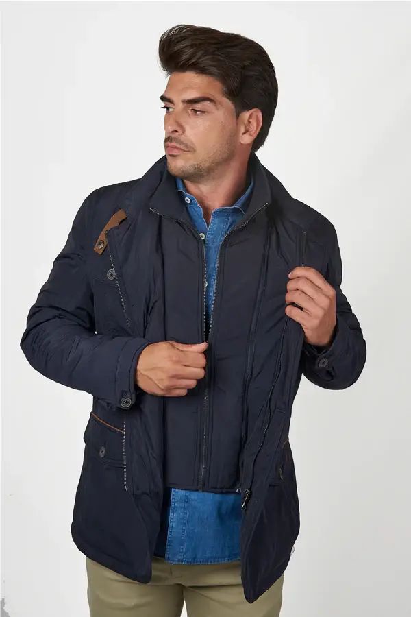 williot – Großhandel Jacke - Herren – Husky leichte lange wasserdichte Jacke in Marineblau2