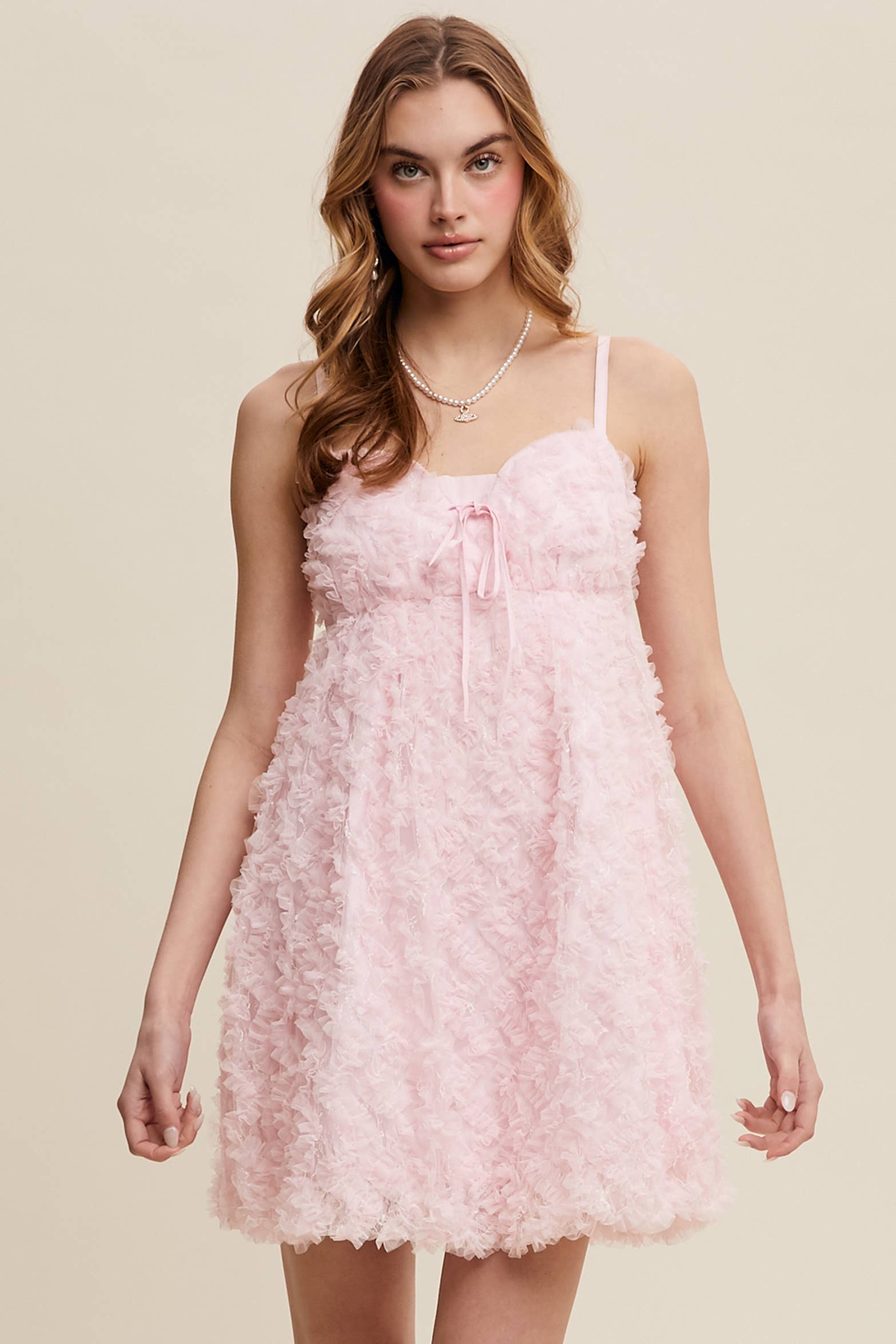 Listicle - Wholesale Dress - Women's - Fluffy Mesh Lace Layered Mini Dress27