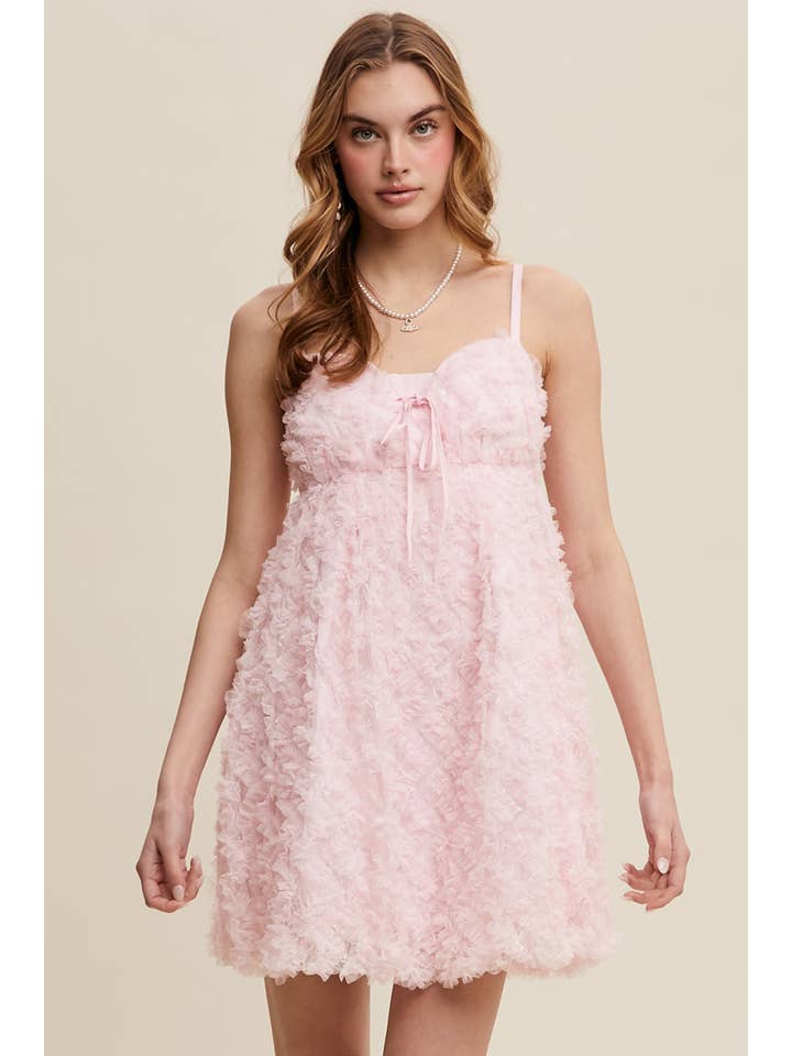 Listicle - Wholesale Dress - Women's - Fluffy Mesh Lace Layered Mini Dress27