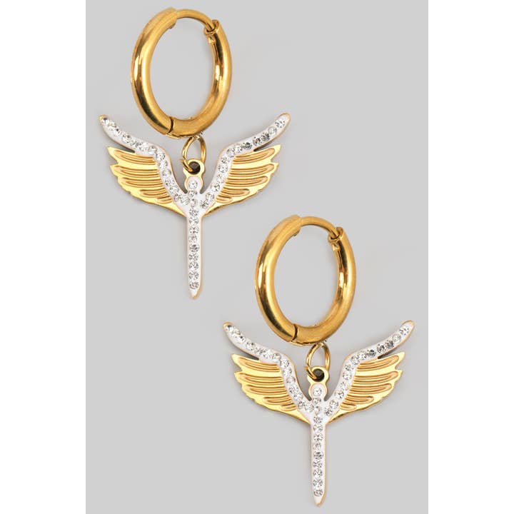 STAINLESS STEEL TWO TONE ANGEL HUGGIES for wholesale by Girly