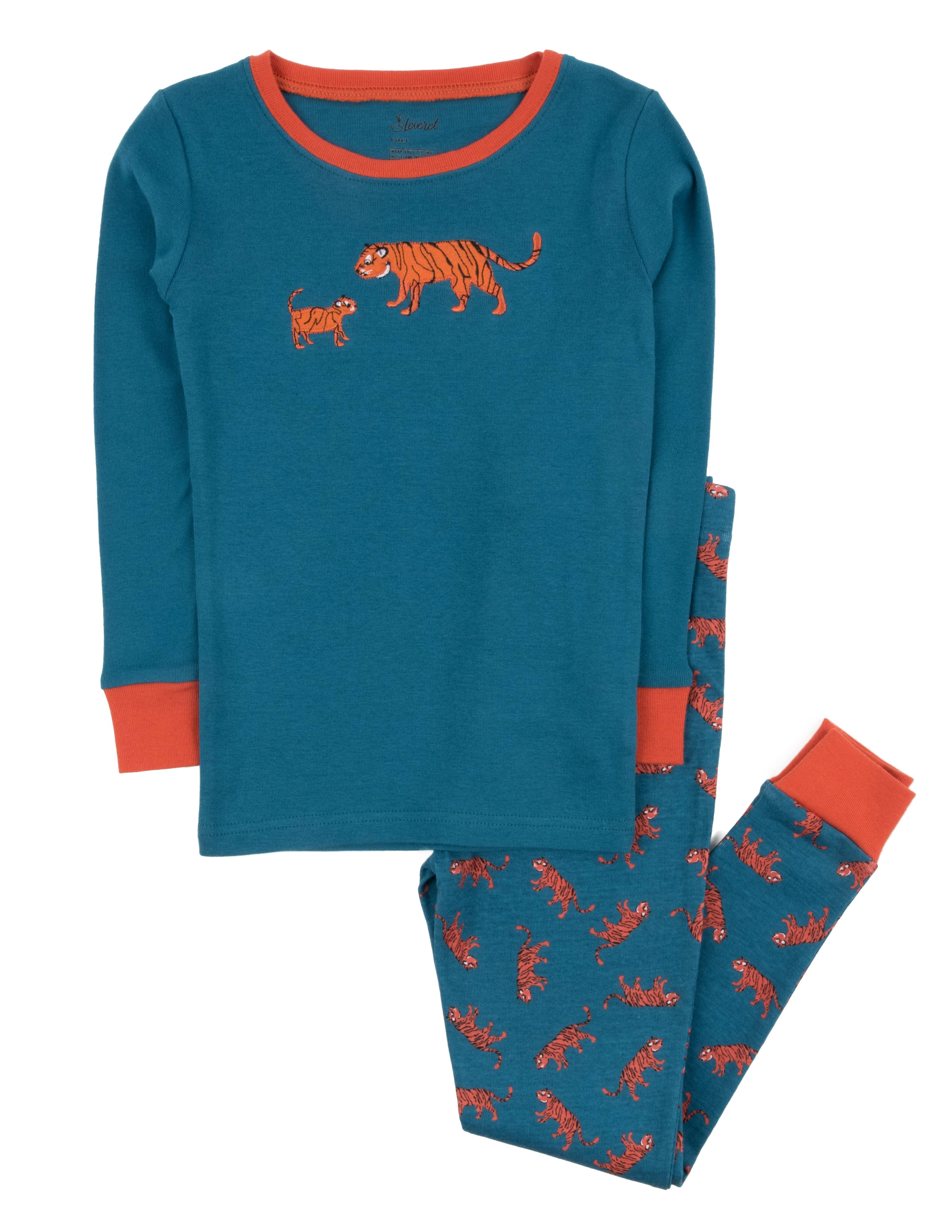 Leveret Pajamas - Vendita all'ingrosso Completo pigiama - Bambini - Pigiama per bambini in cotone a due pezzi con stampa animali8