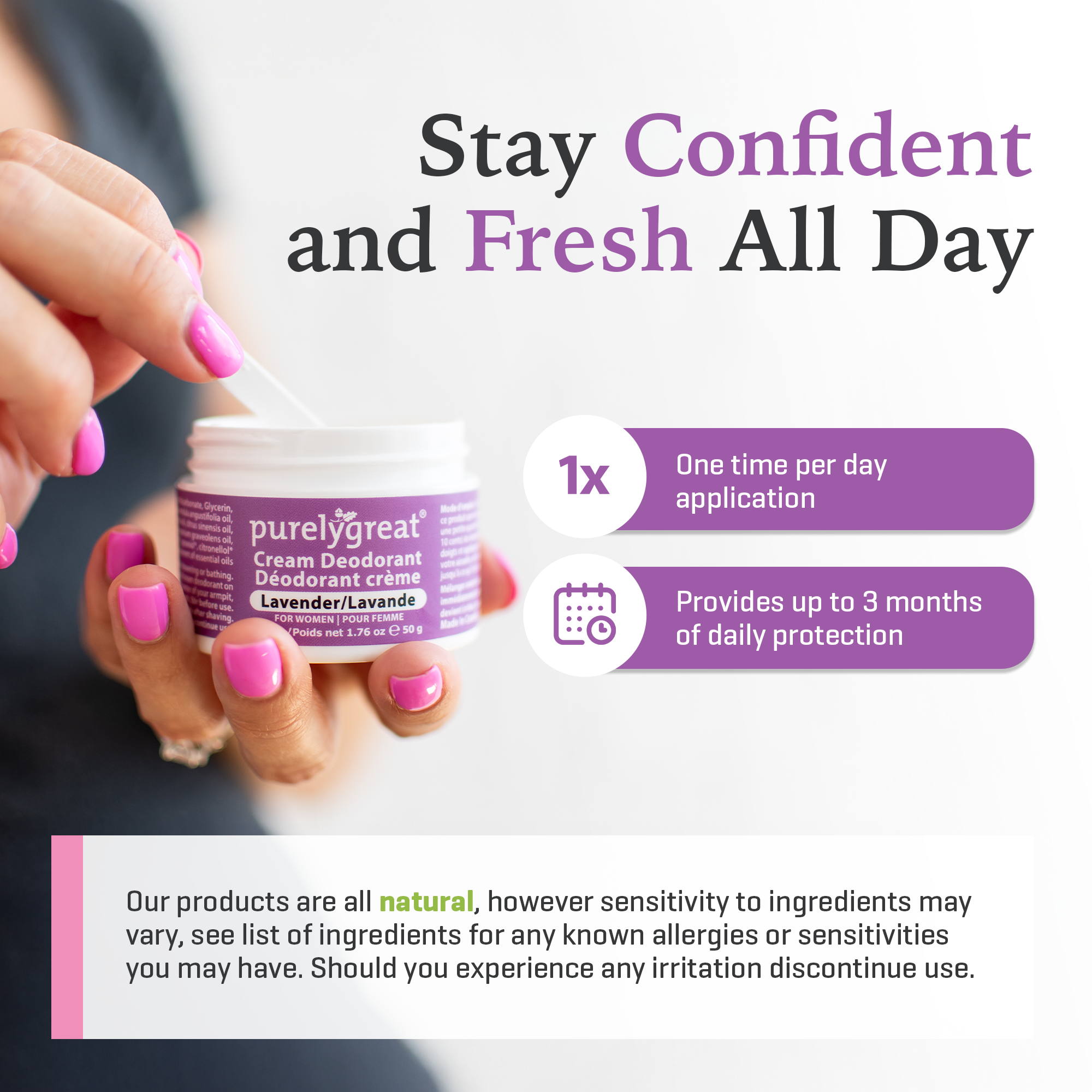 Purelygreat Natural Deodorants - Wholesale Deodorant - Unisex - Purelygreat Cream Deodorant - Lavender6