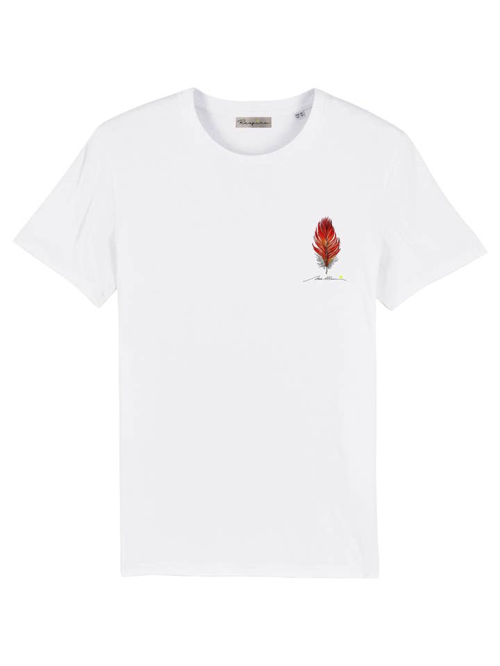 Respira - Venta al por mayor Camiseta serigrafiada - Unisex - Camiseta | Pluma roja de Irene Meniconi