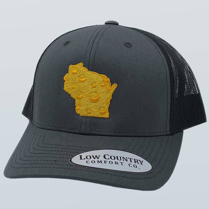 Wisconsin Cheese Charcoal/Black Hat for wholesale by Riverbed Threads