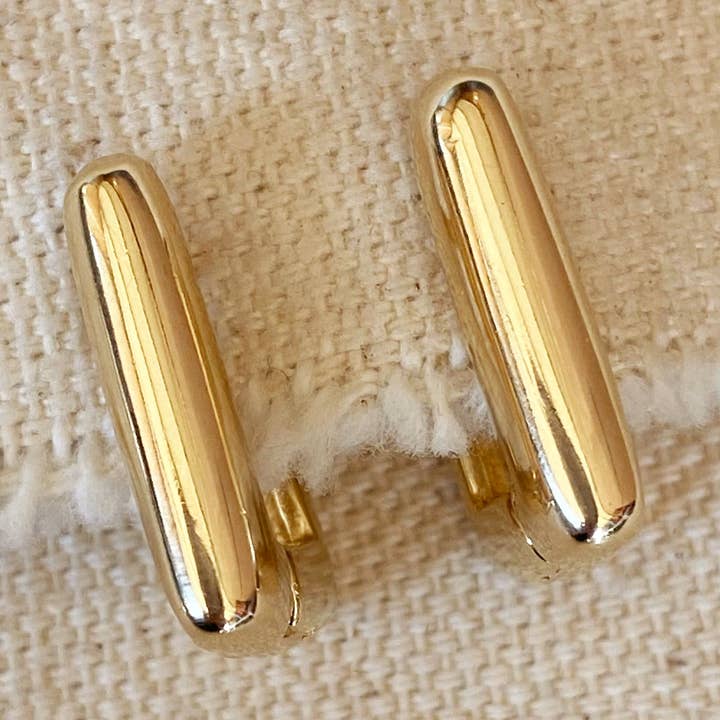 18k Gold Filled Rectangle Shaped Hoop Earrings for wholesale by GoldFi