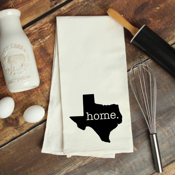 Texas "Home" Tea Towel for wholesale by Reigndeer Homegoods