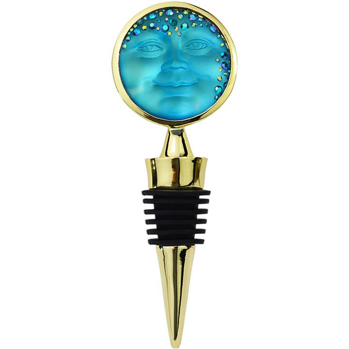 Mystic Goddess Seaview Moon Bottle Stopper(Goldtone/Mystic Blue Sphinx) for wholesale by Kirks Folly