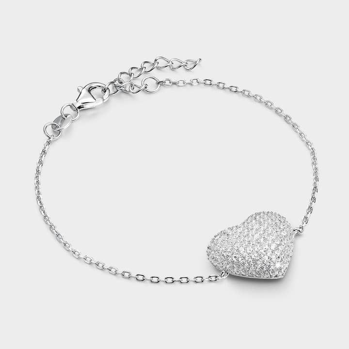 Hvid pavé hjerte armbånd for engroshandel hos Itemporality