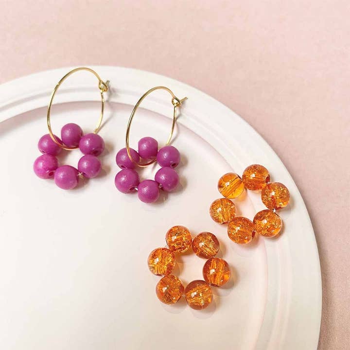 Lise Mini-Ohrring-Set, Orange und Violett für den Großhandel von LA CABANE A PERLES